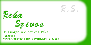 reka szivos business card